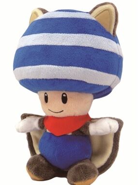 Super Mario Series Flying Squirrel Blue Toad 9" Plush-Sanei